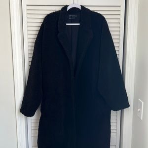 ASOS Design Black Teddy Coat Sherpa Size Large Mens